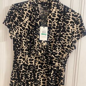 DKNY Black and Cream Animal Print Blouse